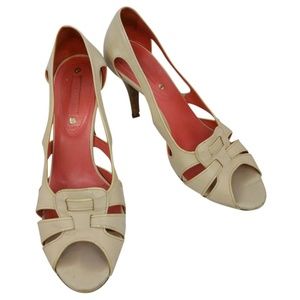 Céline Open Toe Blush Leather Heels 38.5 Pumps